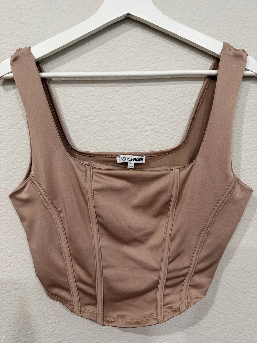 Fashion Nova Nude Beige Corset Style Crop Tank Top Size Medium